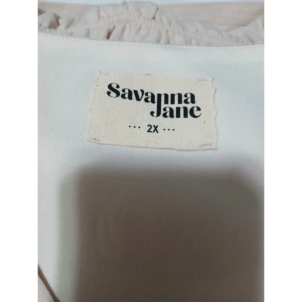 Savanna Jane Embroidered Tiered Midi Dress Beige Black Boho Western Womens 2X - Picture 7 of 11